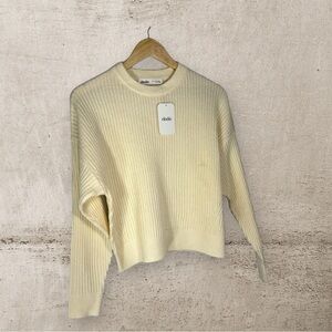 Elodie sweater ribbed brushed knit crewneck cream size medium Style ELYS2434P